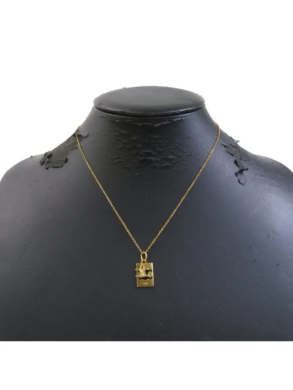 Auth Celine Triomphe Necklace Gold #303001C32B